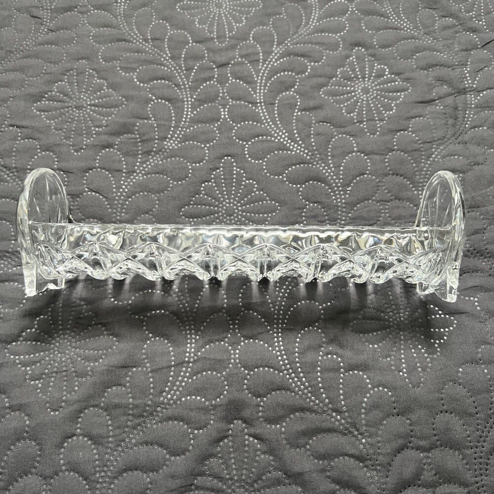 Lead Crystal Cracker Tray Water Biscuits Wafers Elegant Buffet Table Display 9” - Picture 8 of 11